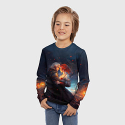 Лонгслив детский Геральт и Трисс ночью, цвет: 3D-принт — фото 2
