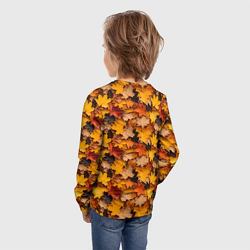 Детский лонгслив Камуфляж из кленовых листьев / 3D-принт – фото 4