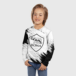 Лонгслив детский ROMA черно белые штрихи, цвет: 3D-принт — фото 2