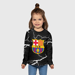 Лонгслив детский Barcelona черно белые молнии, цвет: 3D-принт — фото 2