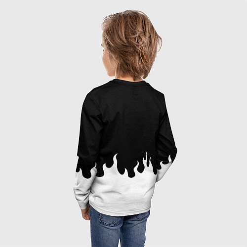 Детский лонгслив Барселона белый огонь / 3D-принт – фото 4