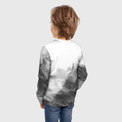 Детский лонгслив Geely на сером абстрактном фоне / 3D-принт – фото 4