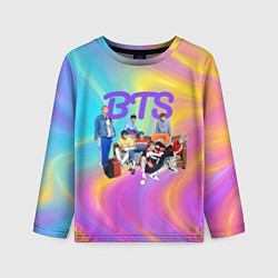 Лонгслив детский BTS радужные разводы, цвет: 3D-принт