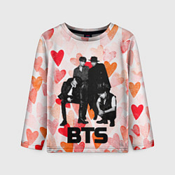 Лонгслив детский BTS на фоне сердечек, цвет: 3D-принт