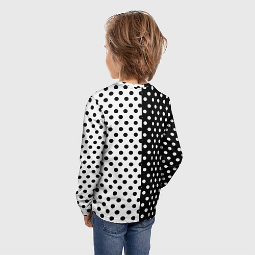 Детский лонгслив Liverpool черно белые точки / 3D-принт – фото 4