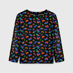 Детский лонгслив Разноцветные детали мозаики на черном
