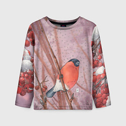 Лонгслив детский Акварельный снегирь в рябине, цвет: 3D-принт