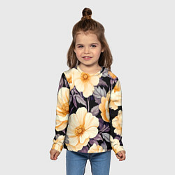 Лонгслив детский Крупные жёлтые цветы, цвет: 3D-принт — фото 2