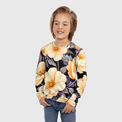 Лонгслив детский Крупные жёлтые цветы, цвет: 3D-принт — фото 2