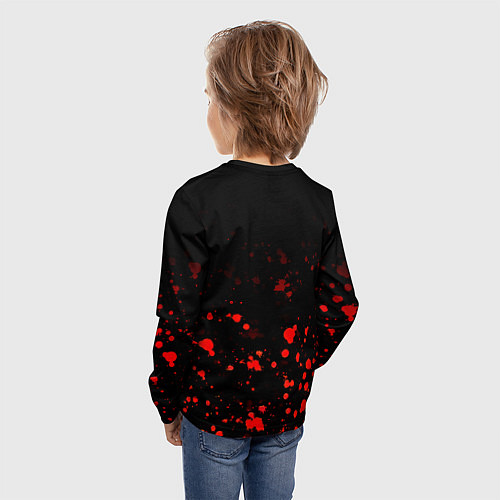 Детский лонгслив Арсенал красные краски всплеск / 3D-принт – фото 4