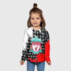 Лонгслив детский Ливерпуль китайские символы краски, цвет: 3D-принт — фото 2