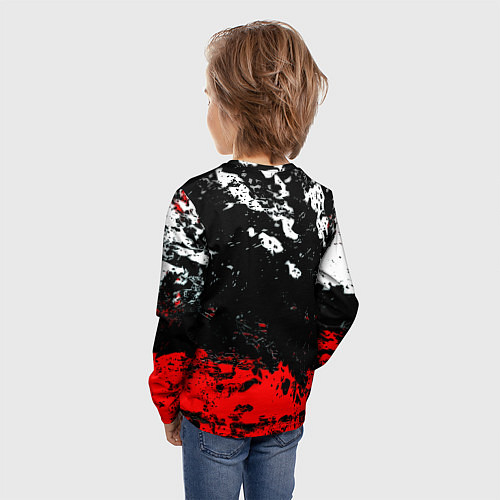 Детский лонгслив Barcelona красно белые краски / 3D-принт – фото 4