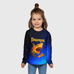 Лонгслив детский Пиццакула - акула из пиццы, цвет: 3D-принт — фото 2