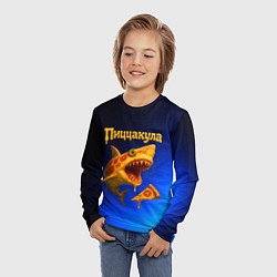 Лонгслив детский Пиццакула - акула из пиццы, цвет: 3D-принт — фото 2