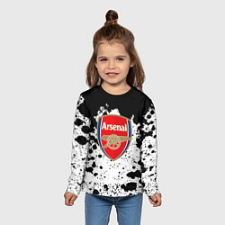 Лонгслив детский Арсенал черно белые краски, цвет: 3D-принт — фото 2