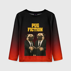 Лонгслив детский Пародия - Криминальное чтиво с мопсами, цвет: 3D-принт