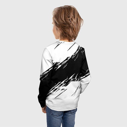 Детский лонгслив Borussia черно белые полосы / 3D-принт – фото 4