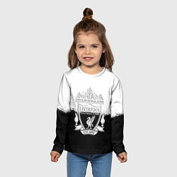Лонгслив детский Liverpool краски черно белые, цвет: 3D-принт — фото 2