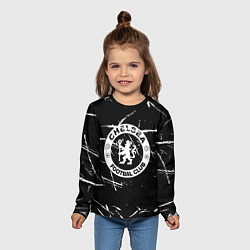 Лонгслив детский Челси штрихи красок белые, цвет: 3D-принт — фото 2