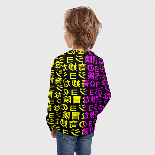 Детский лонгслив Ливерпуль японские символы паттерн / 3D-принт – фото 4
