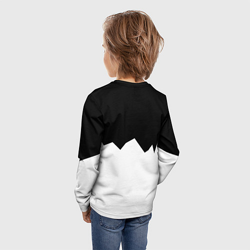 Детский лонгслив Ювентус черно белая геометрия / 3D-принт – фото 4