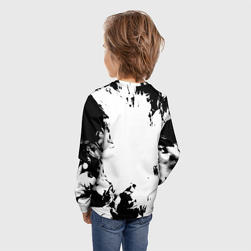 Детский лонгслив Juventus черные краски абстракция / 3D-принт – фото 4