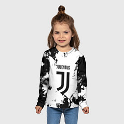 Лонгслив детский Juventus черные краски абстракция, цвет: 3D-принт — фото 2