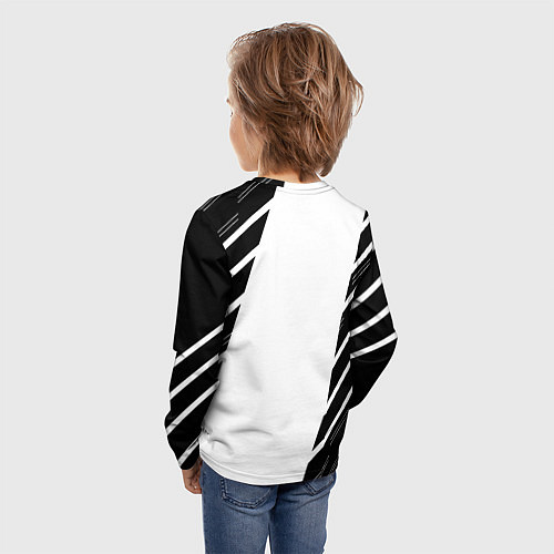 Детский лонгслив Ювентус полосы геометрия / 3D-принт – фото 4