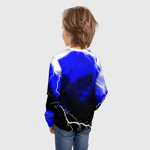 Детский лонгслив Ювентус шторм молнии текстура / 3D-принт – фото 4