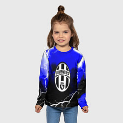 Лонгслив детский Ювентус шторм молнии текстура, цвет: 3D-принт — фото 2