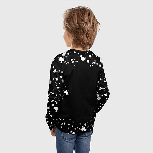 Детский лонгслив Ювентус белые краски всплеск / 3D-принт – фото 4