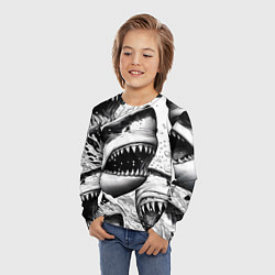 Лонгслив детский Белая акула - стая, цвет: 3D-принт — фото 2
