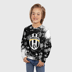 Лонгслив детский Ювентус белые снежинки краски, цвет: 3D-принт — фото 2