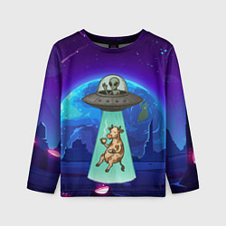 Лонгслив детский Инопланетяне похищают корову, цвет: 3D-принт