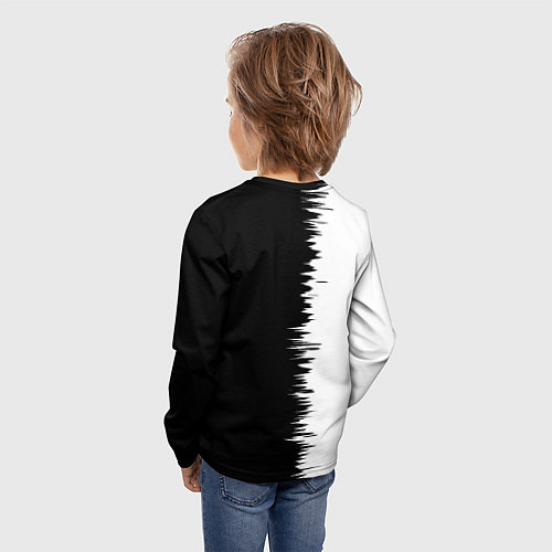 Детский лонгслив Бавария Мюнхен черно белые штрихи / 3D-принт – фото 4