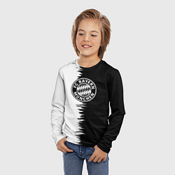 Лонгслив детский Бавария Мюнхен черно белые штрихи, цвет: 3D-принт — фото 2