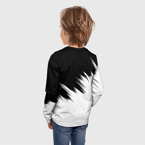 Детский лонгслив Бавария Мюнхен черно белые штрихи / 3D-принт – фото 4