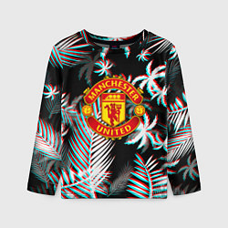 Лонгслив детский Манчестер Юнайтед тропики глитч, цвет: 3D-принт