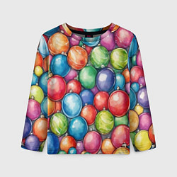 Лонгслив детский Россыпь новогодних шаров, цвет: 3D-принт