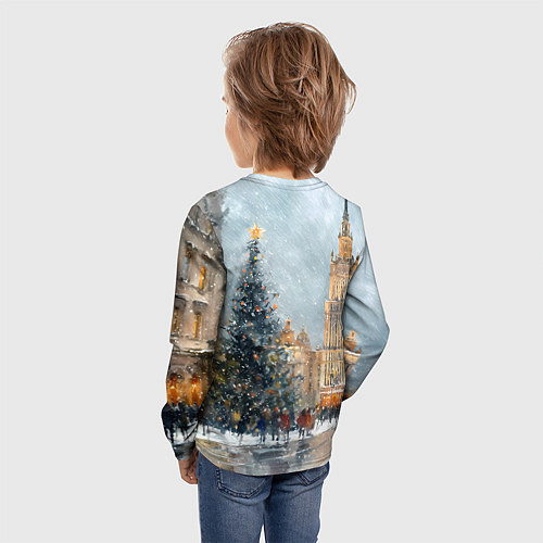 Детский лонгслив Новогодняя Москва / 3D-принт – фото 4