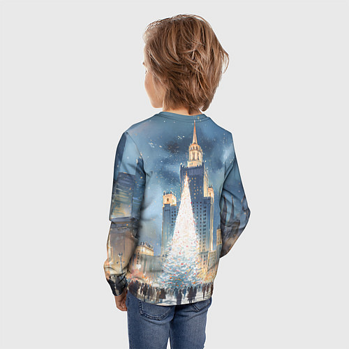 Детский лонгслив Новый год в Москве / 3D-принт – фото 4