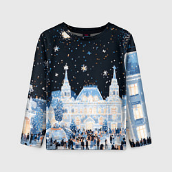 Лонгслив детский Салют в новогодней Москве, цвет: 3D-принт