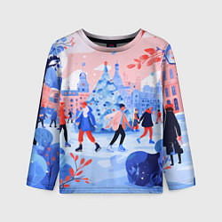 Лонгслив детский Новогодний каток, цвет: 3D-принт