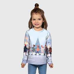 Лонгслив детский Новогодние выходные на катке, цвет: 3D-принт — фото 2