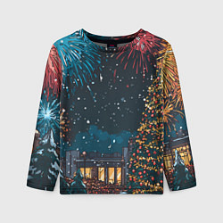 Лонгслив детский Новогодний салют, цвет: 3D-принт