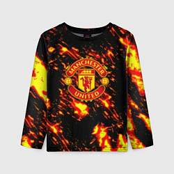 Лонгслив детский Манчестер Юнайтед огненные краски, цвет: 3D-принт