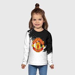 Лонгслив детский Манчестер Юнайтед краски белые, цвет: 3D-принт — фото 2