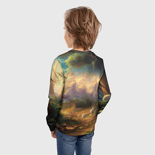 Детский лонгслив Белая мультяшная лошадка / 3D-принт – фото 4