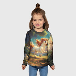 Лонгслив детский Белая мультяшная лошадка, цвет: 3D-принт — фото 2