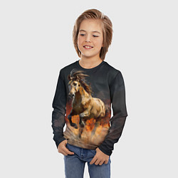 Лонгслив детский Лошадь нарисованная красками, цвет: 3D-принт — фото 2